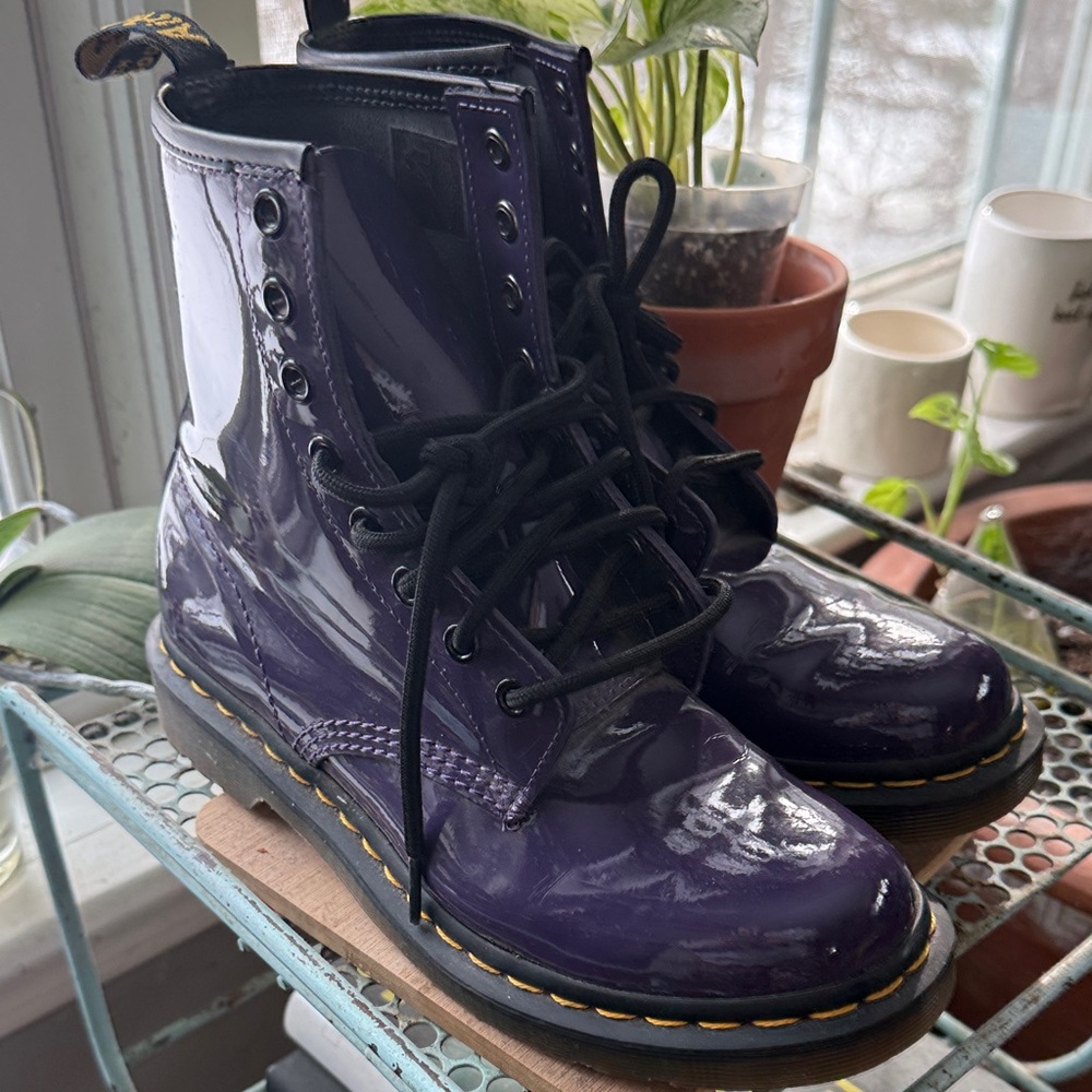 Dr. Martens Women's Shiny Purple Combat Boots
